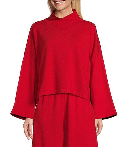 Bryn Walker Crop High Surplice V-Neck Long Sleeve Shirt