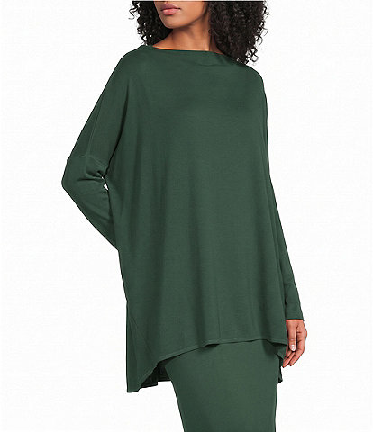 Bryn Walker Dimitri Grey French Terry Draped Neck Long Dolman Sleeve Oversized Coordinating Tunic