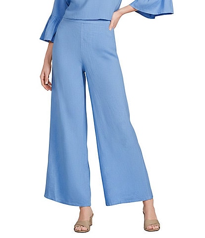 Bryn Walker Estero Light Linen Flat Front Elastic Waist Wide Leg Pants