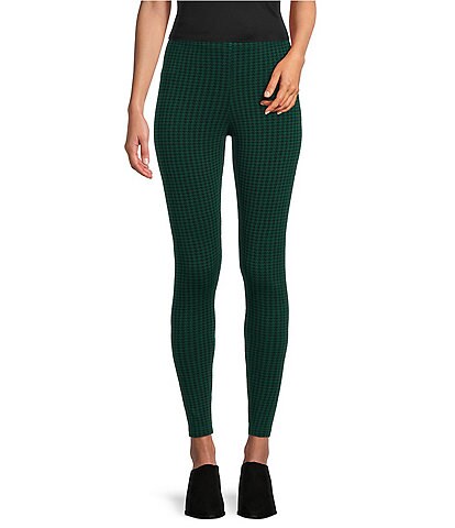 Bryn Walker Houndstooth Print French Terry Knit Pull-On Ankle Leggings