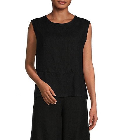 Bryn Walker Light Linen Sleeveless Coordinating Side Slit Tank