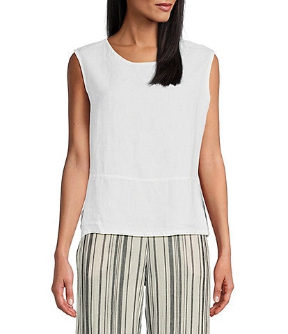 Bryn Walker Light Linen Sleeveless Coordinating Side Slit Tank