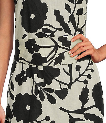 Bryn Walker Linen Blend Printed Tie Wrap Belt