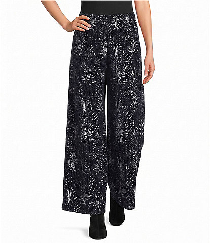 Bryn Walker Medina Velvet Chenille Printed Wide Leg Coordinating Pull-On Pants