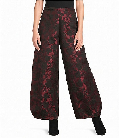 Bryn Walker Medina Wool-Blend Floral Wide Leg Pull-On Lantern Coordinating Pants