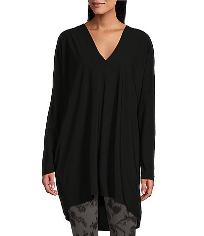 Bryn Walker Microfiber Jersey Raquel Deep V-Neck Long Sleeve Oversized Tunic