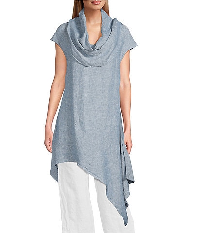 Bryn Walker Noa Linen Cowl Neck Cap Sleeve Asymmetrical Tunic