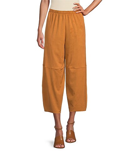 Bryn Walker Oliver Stretch Faux Suede Tapered Wide Leg Lantern Cropped Pants