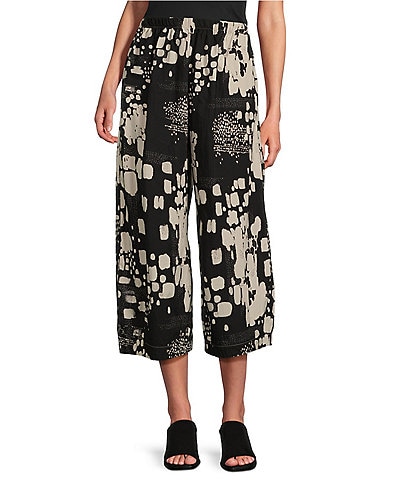 Bryn Walker Organic Cotton Poplin Printed Wide-Leg Cropped Pull-On Pants