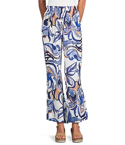 Bryn Walker Osca Printed Elastic Waist Wide Leg Pull-On Pants