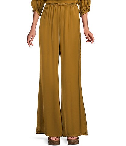 Bryn Walker Osca Woven Satin Wide-Leg Pull-On Coordinating Pants