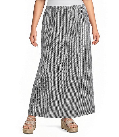 Bryn Walker Plus Check Seersucker Long A-Line Bias Skirt