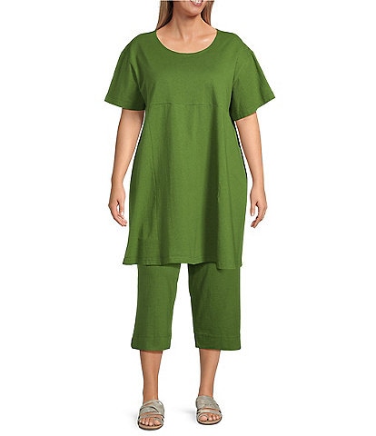 Bryn Walker Plus Mara Cotton Jersey Round Neck Short Sleeve Tunic