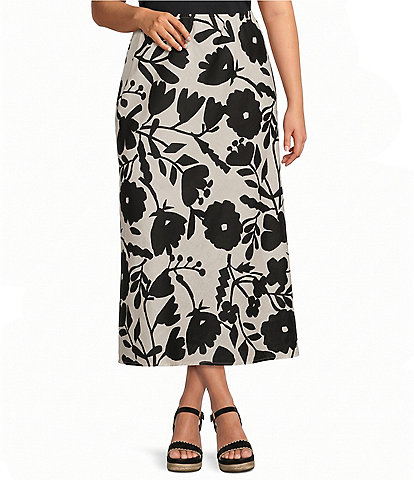 Bryn Walker Plus Printed A-Line Bias Skirt