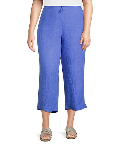 Bryn Walker Plus Saba Light Linen Drawstring Waist Straight Leg Pants
