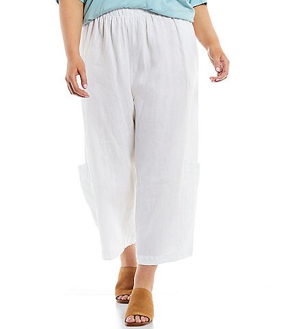white linen pants: Women's Plus Size 