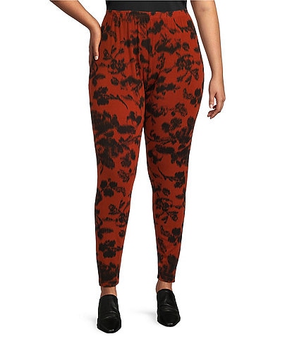 Bryn Walker Plus Size Floral Jersey Knit Pull-On Leggings