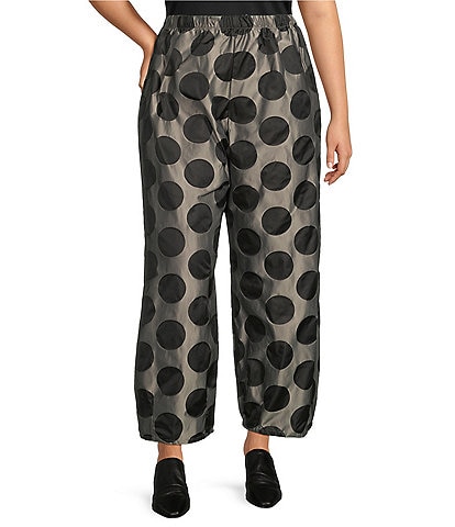 Bryn Walker Plus Size Medina Memory Crunch Jacquard Dotted Lantern Tapered Wide Leg Pants