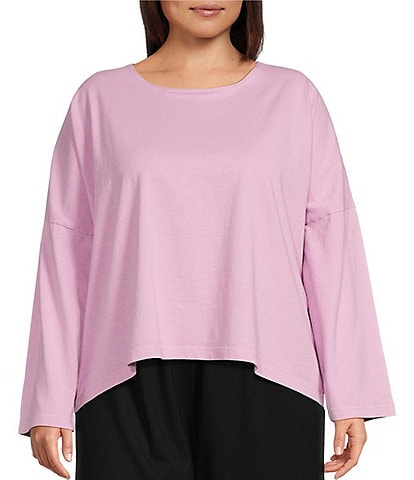 Bryn Walker Plus Size Play Cotton Jersey Crew Neck Long Sleeve Oversized Coordinating Top
