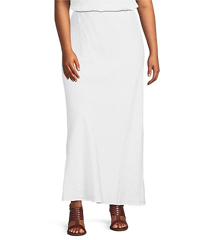 Bryn Walker Plus Size Pull-On Long A-Line Bias Linen Skirt