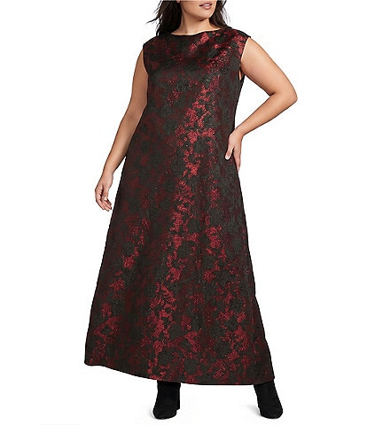 Bryn Walker Plus Size Twiggy Floral Crew Neck Cap Sleeve A-Line Dress