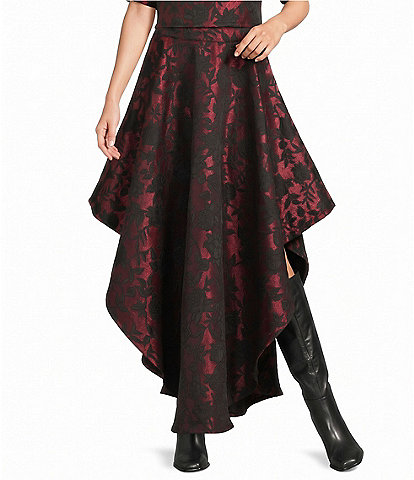 Bryn Walker Recycled Wool-Blend Floral Asymmetric High-Low Hem Grange Skirt