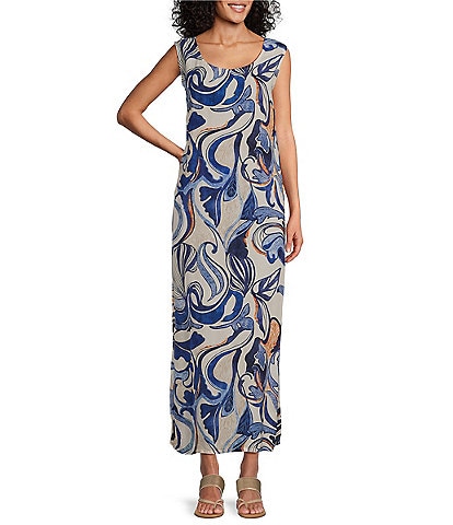 Bryn Walker Sherry Printed Round Neck Sleeveless Shift Dress