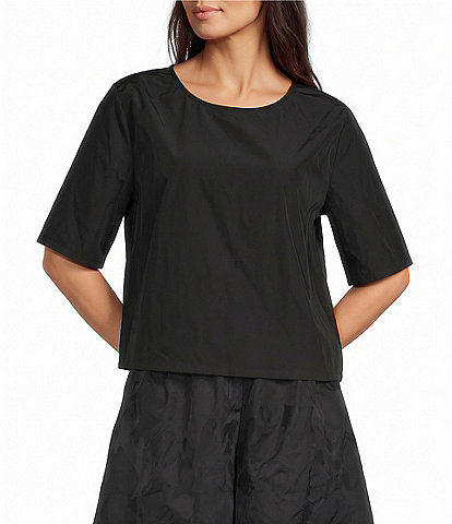 Bryn Walker Simon Memory Crunch Round Neck Short Sleeve Shirt