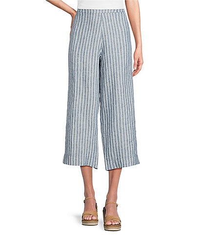 Bryn Walker Stripe Linen Flat Front Straight Leg Coordinating Pants