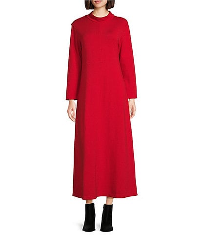 Bryn Walker Weekend Bamboo French Terry Mock Neck Long Sleeve Dress