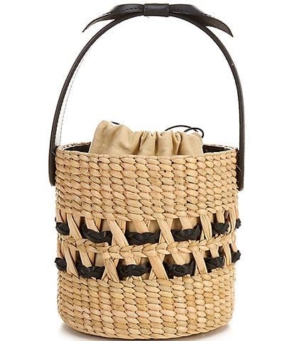 Btb Los Angeles Bowan Straw Bucket Bag