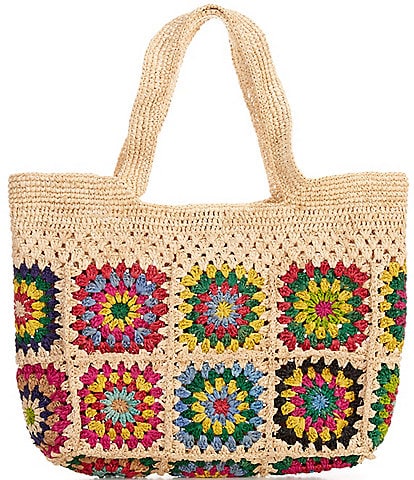 Btb Los Angeles Carina Raffia Crochet Tote Bag