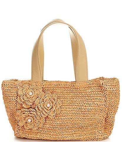 Btb Los Angeles Florian Flower Small Straw Tote Bag