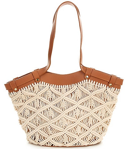 Btb Los Angeles Lotus Straw Tote Bag