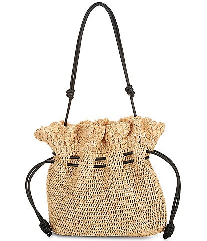 Btb Los Angeles Marcela Raffia Draw String Shoulder Bag