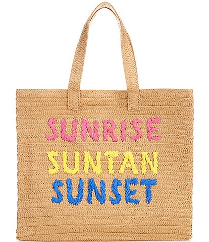Btb Los Angeles Sunrise Sunset Straw Tote Bag