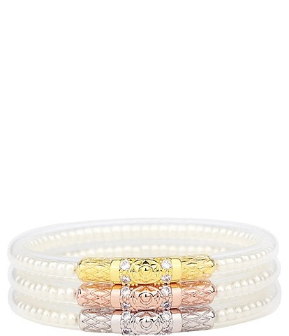 BuDhaGirl Three Queens Pearl All Weather Bangles® Bracelet Set