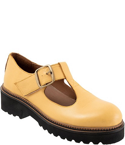 Bueno Abigail Leather T-Strap Platform Loafers