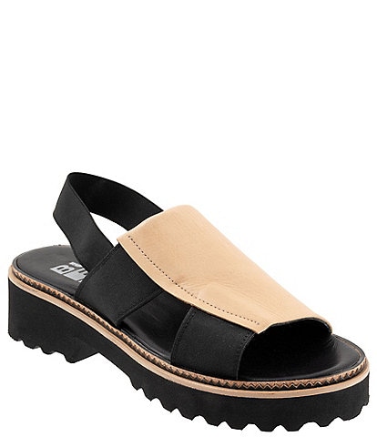 Bueno Amy Leather Stretch Elastic Platform Slip-On Sandals
