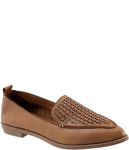 Bueno Blazey Leather Perforated Pointed Toe Loafers