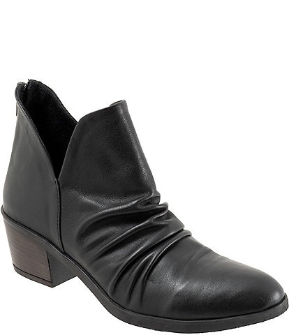 Bueno Cori Ruched Leather Ankle Booties