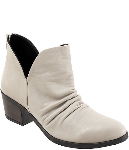 Bueno Cori Ruched Leather Ankle Booties