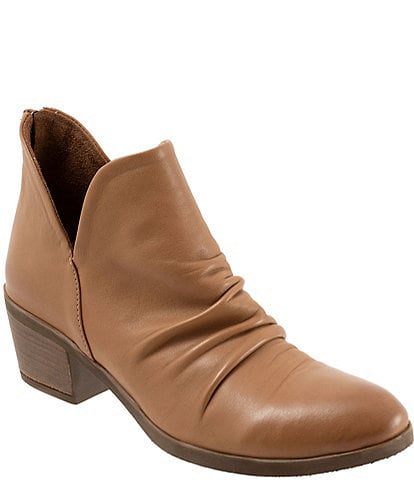 Bueno Cori Ruched Leather Ankle Booties