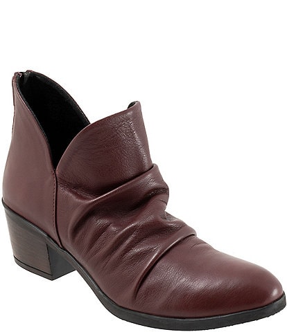 Bueno Cori Ruched Leather Ankle Booties