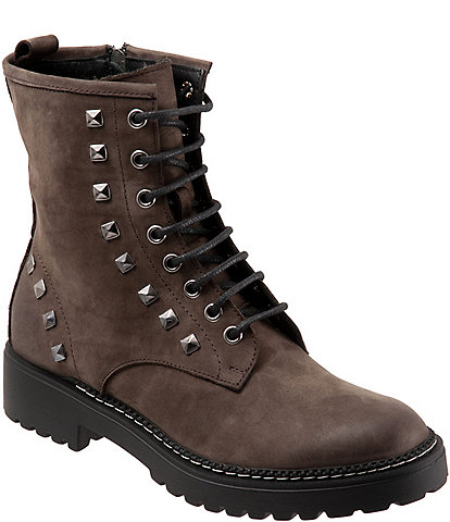 Bueno Dixie Nubuck Suede Studded Combat Booties