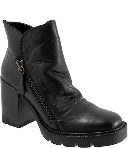 Bueno Elliott Leather Lugged Platform Block Heel Ankle Booties
