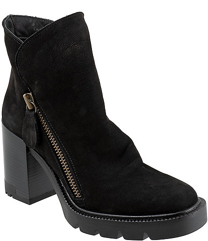 Bueno Elliott Nubuck Suede Lugged Platform Block Heel Ankle Booties
