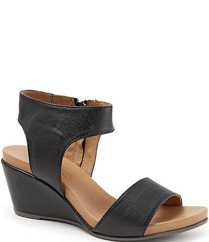 Bueno Ida Leather Ankle Wrap Wedge Sandals
