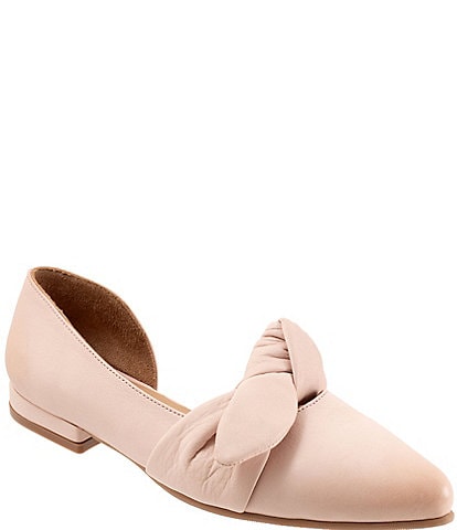 Bueno Ivory Leather d'Orsay Bow Flats