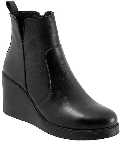Bueno Laura Leather Platform Wedge Booties
